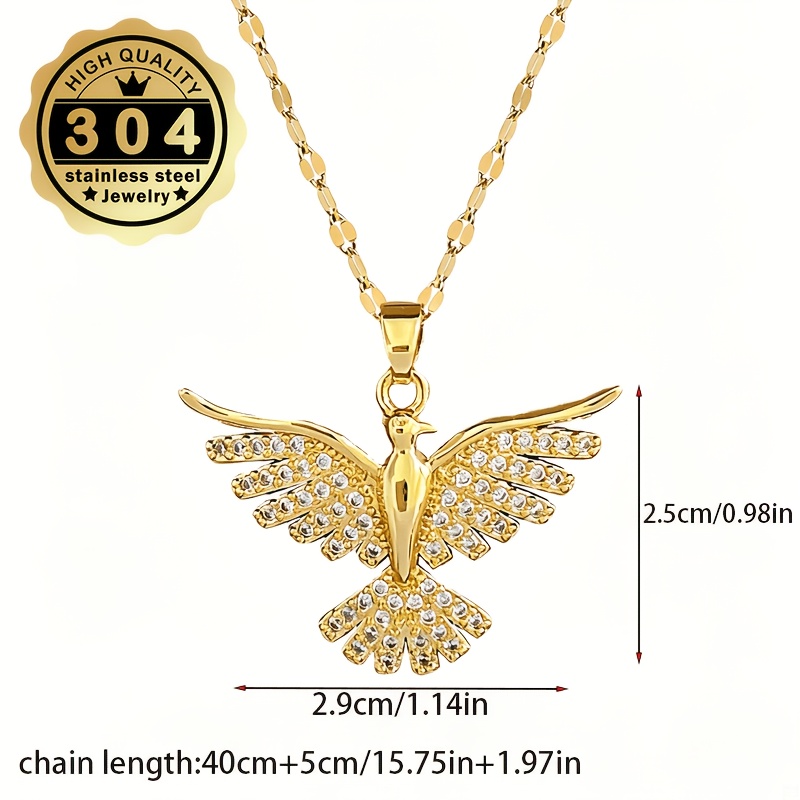 Women's 304 Stainless Steel Flying Bird Pendant Necklace